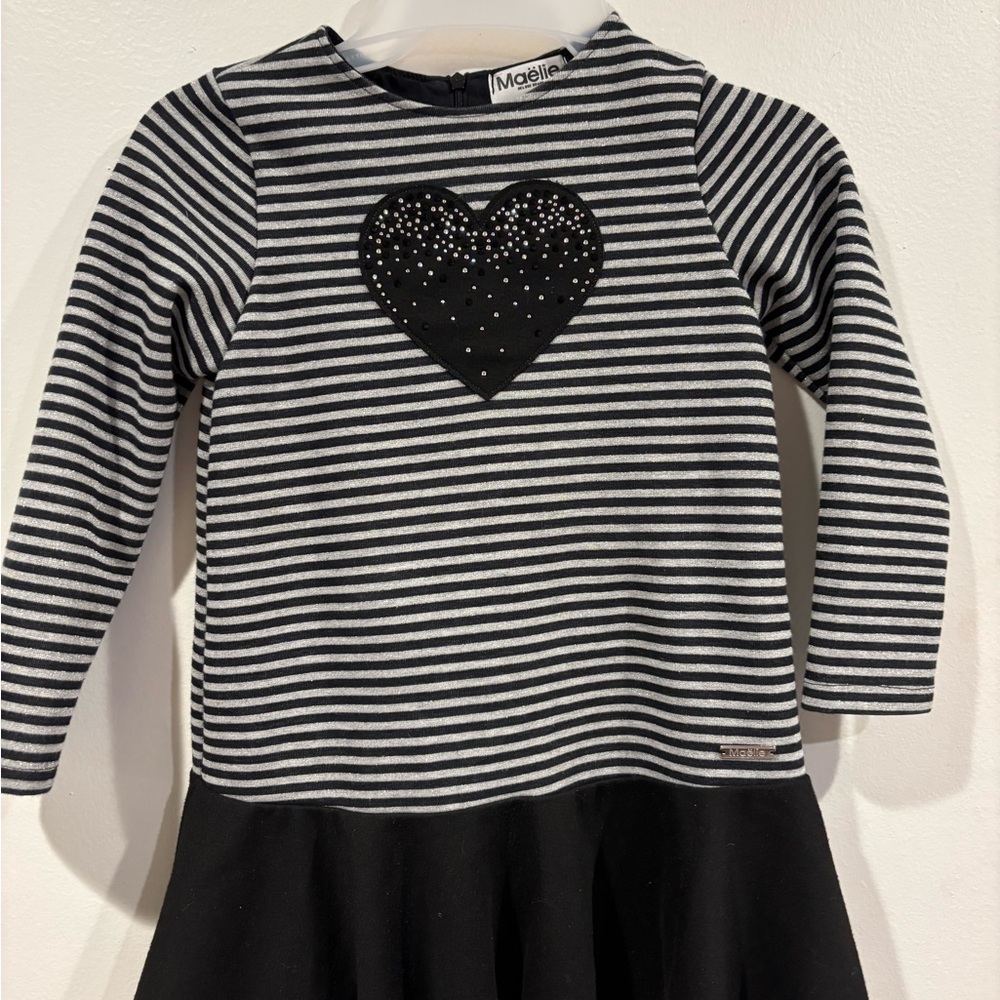 Black and White Sequin Embellished Fit and Flare Dress